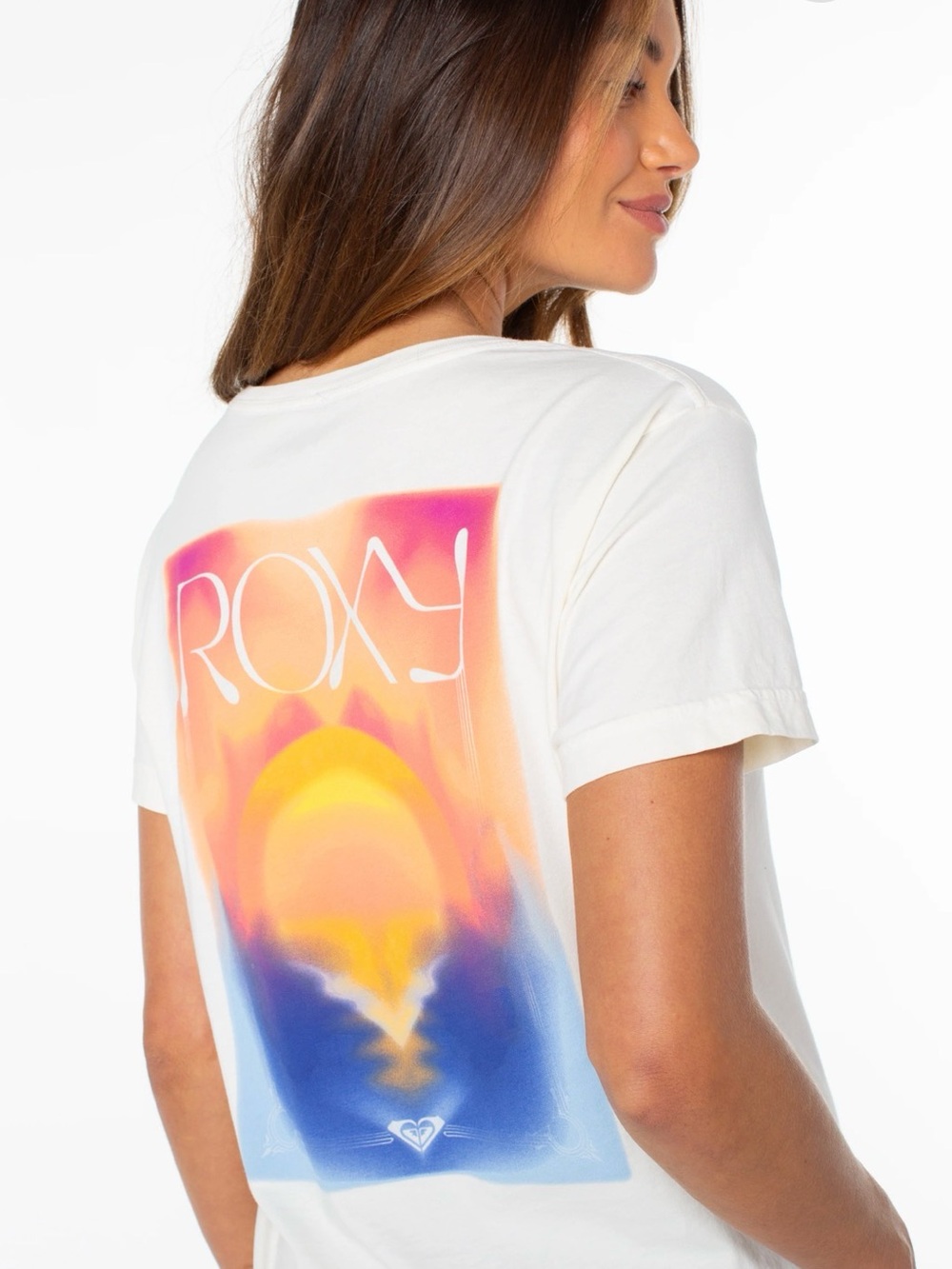 Roxy “Sunset Realm” Cream Short Sleeve Graphic Tee Medium